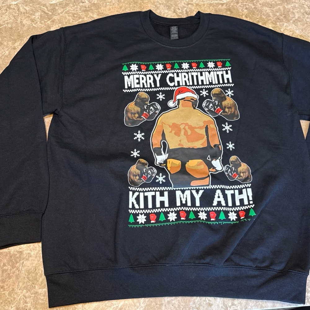 Mike Tyson Ugly Ath Sweaters Size L Butt Viral Ugly Christmas Sweater Black